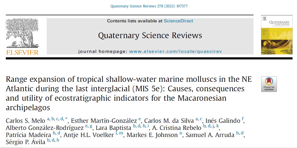 La Dra. Esther Martín-González, conservadora de Paleontología y Geología del MUNA, ha participado en un artículo publicado en la prestigiosa revista Quaternary Science Reviews