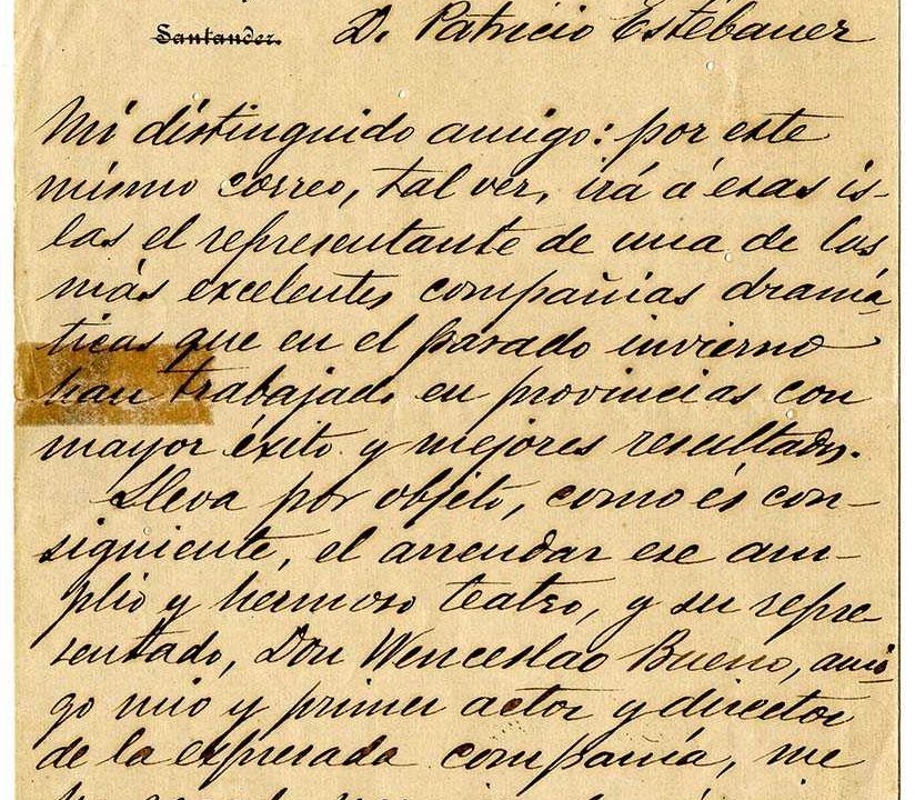 Carta de Galdós a Patricio Estévanez